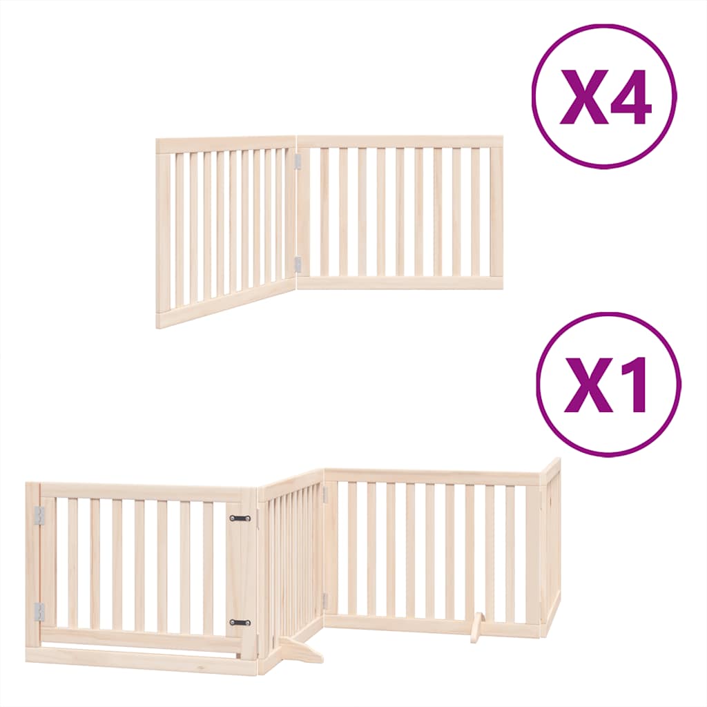 hundelåge med dør 12 paneler 960 cm foldbar poppeltræ