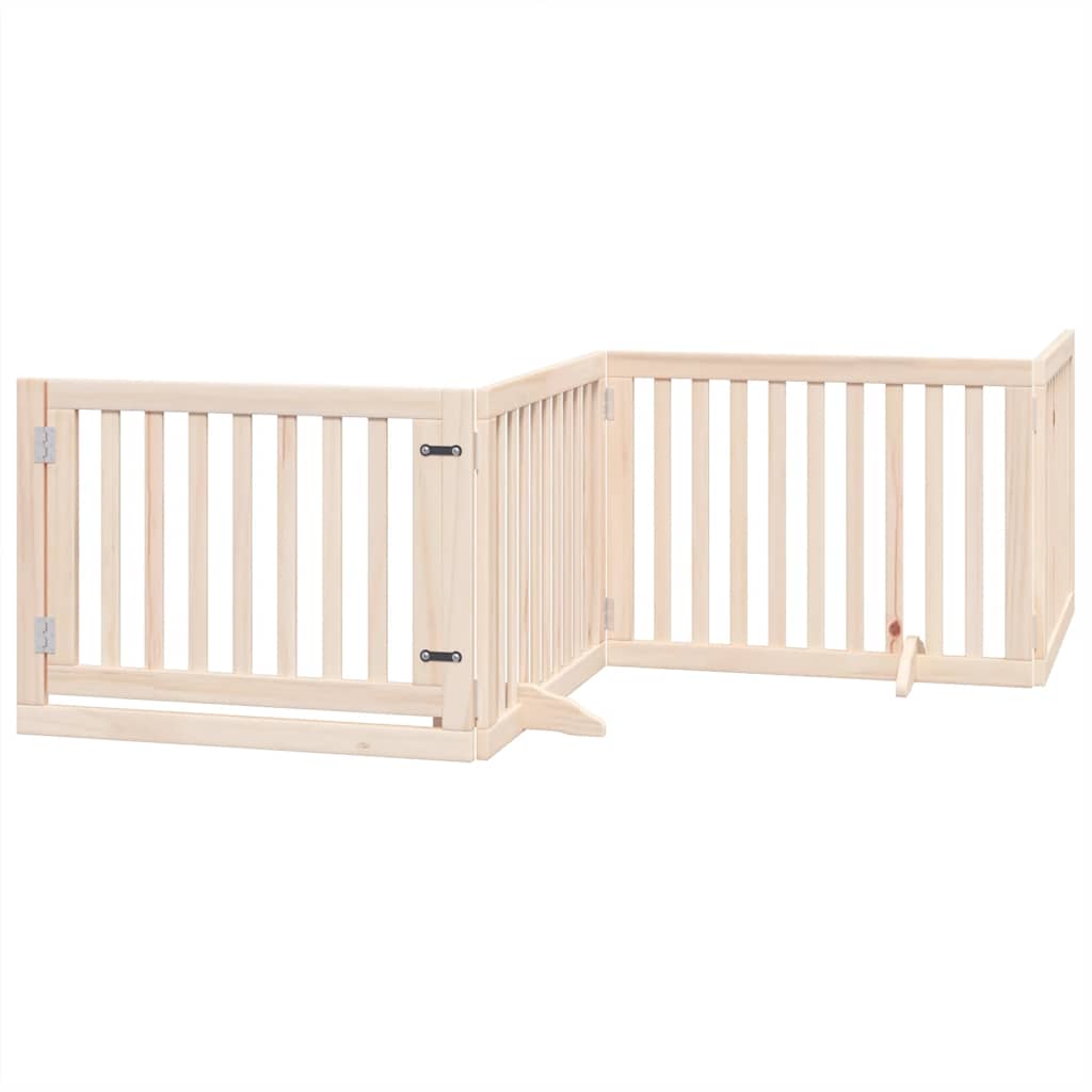 hundelåge med dør 12 paneler 960 cm foldbar poppeltræ