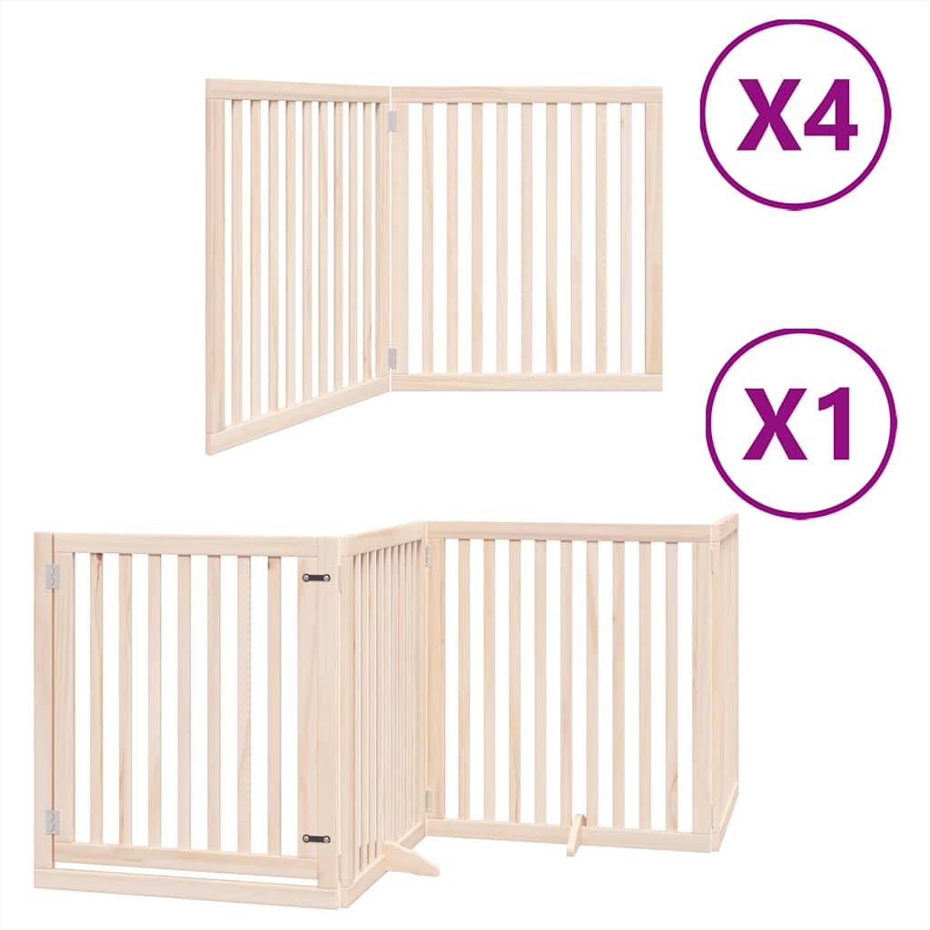 hundelåge med dør 12 paneler 960 cm foldbar poppeltræ