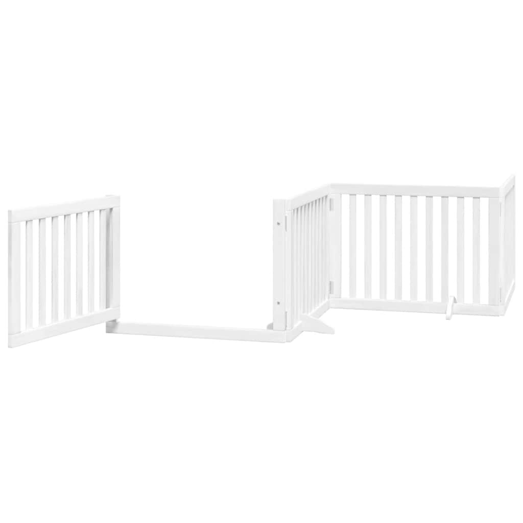hundelåge med dør 8 paneler 640 cm foldbar poppeltræ hvid