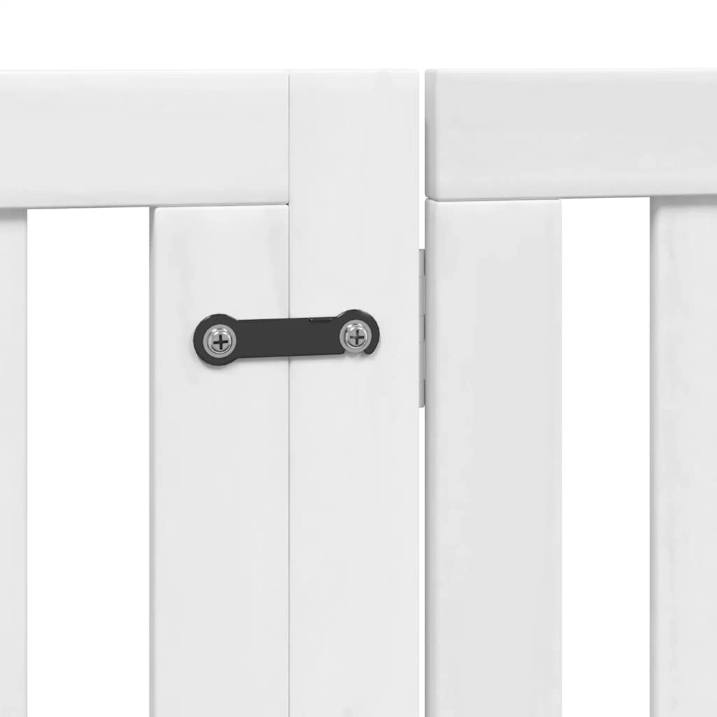hundelåge med dør 8 paneler 640 cm foldbar poppeltræ hvid