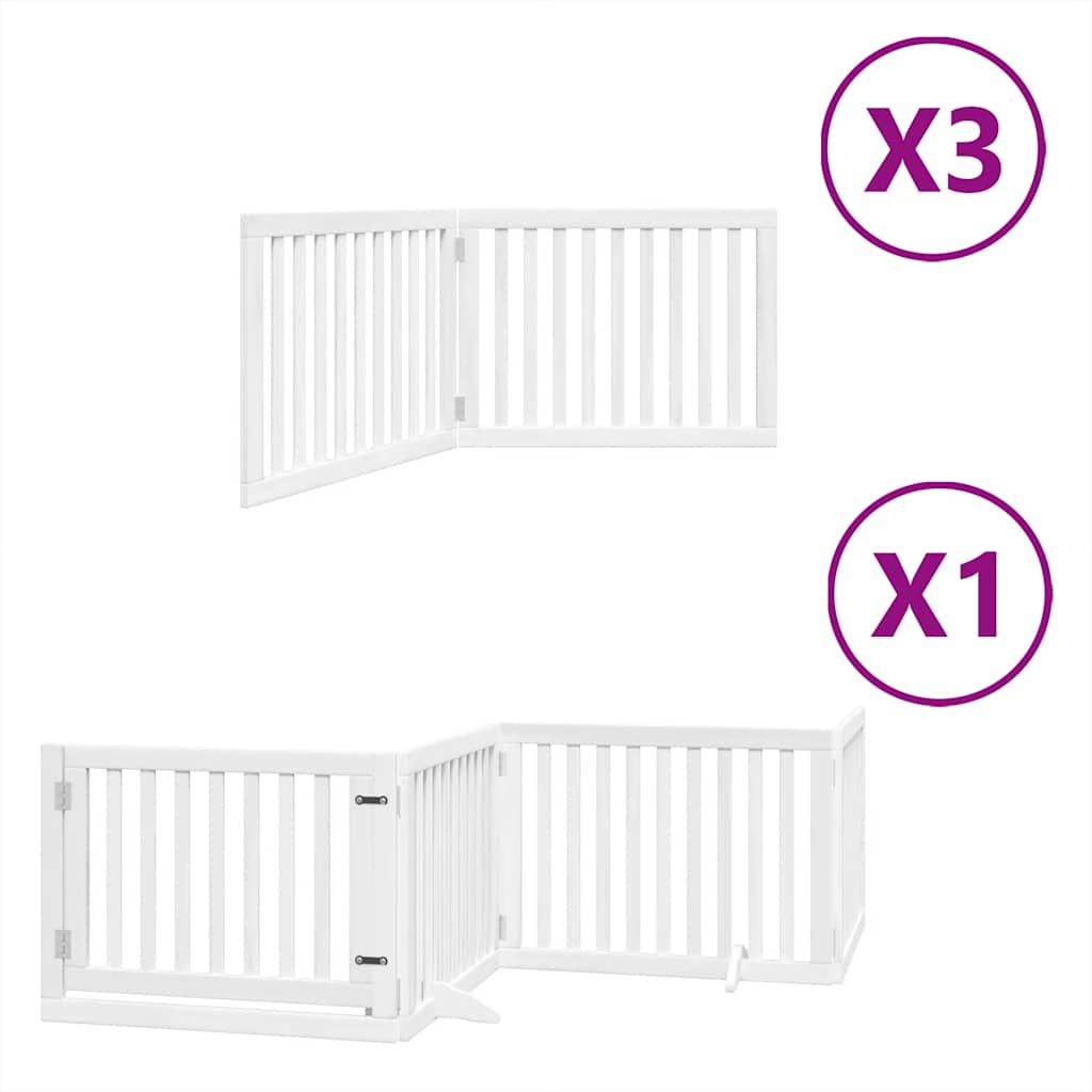 hundelåge med dør 10 paneler 800 cm foldbar poppeltræ hvid