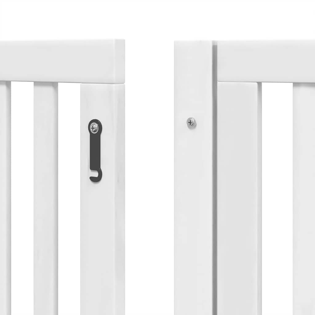 hundelåge med dør 10 paneler 800 cm foldbar poppeltræ hvid