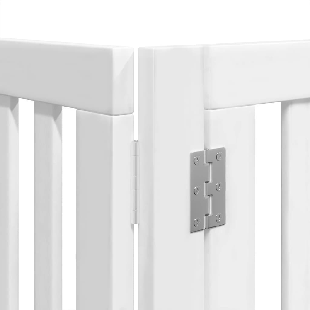 hundelåge med dør 10 paneler 800 cm foldbar poppeltræ hvid