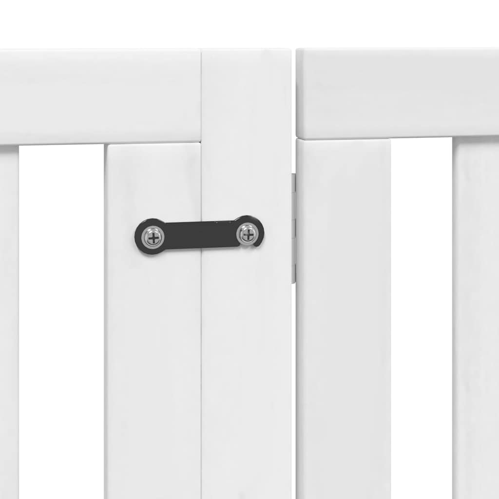 hundelåge med dør 12 paneler 960 cm foldbar poppeltræ hvid
