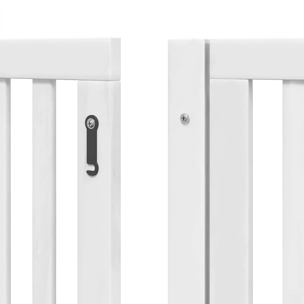 hundelåge med dør 12 paneler 960 cm foldbar poppeltræ hvid