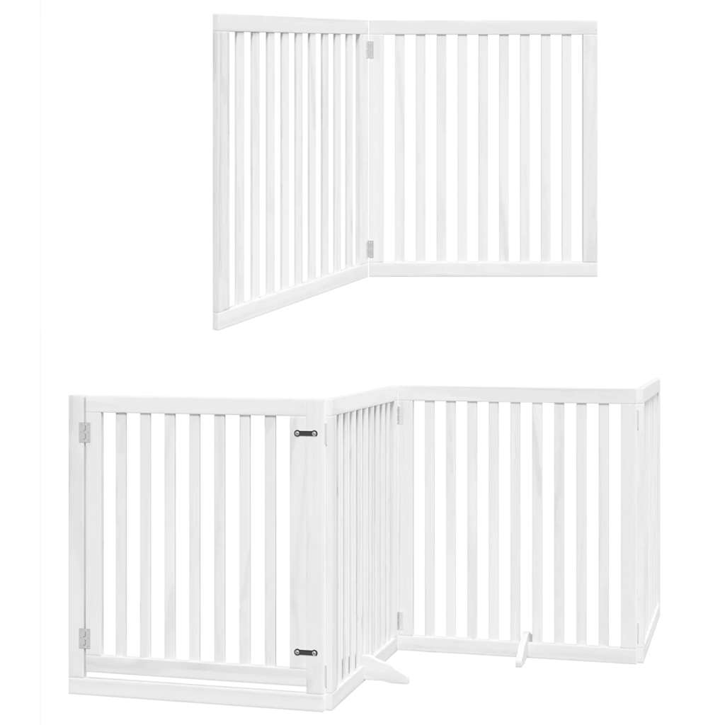 hundelåge med dør 6 paneler 480 cm foldbar poppeltræ hvid