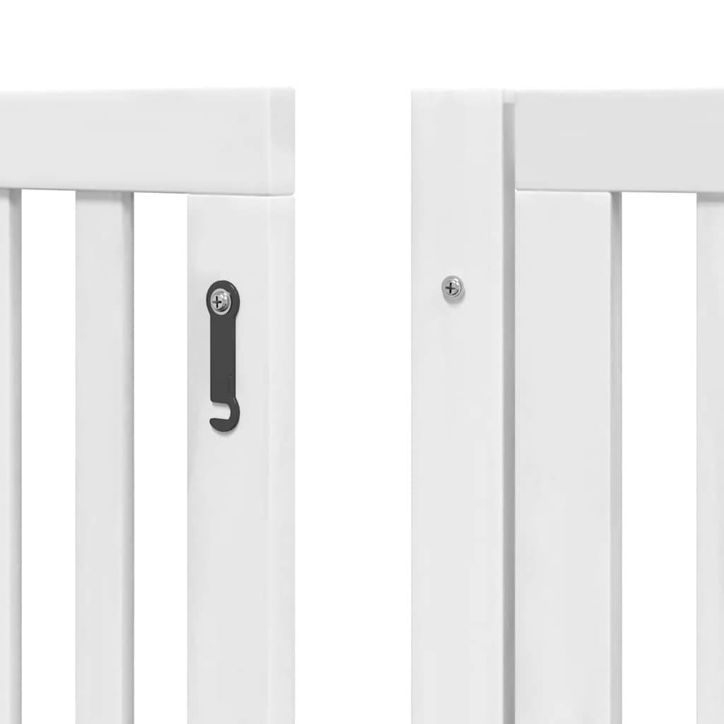 hundelåge med dør 6 paneler 480 cm foldbar poppeltræ hvid