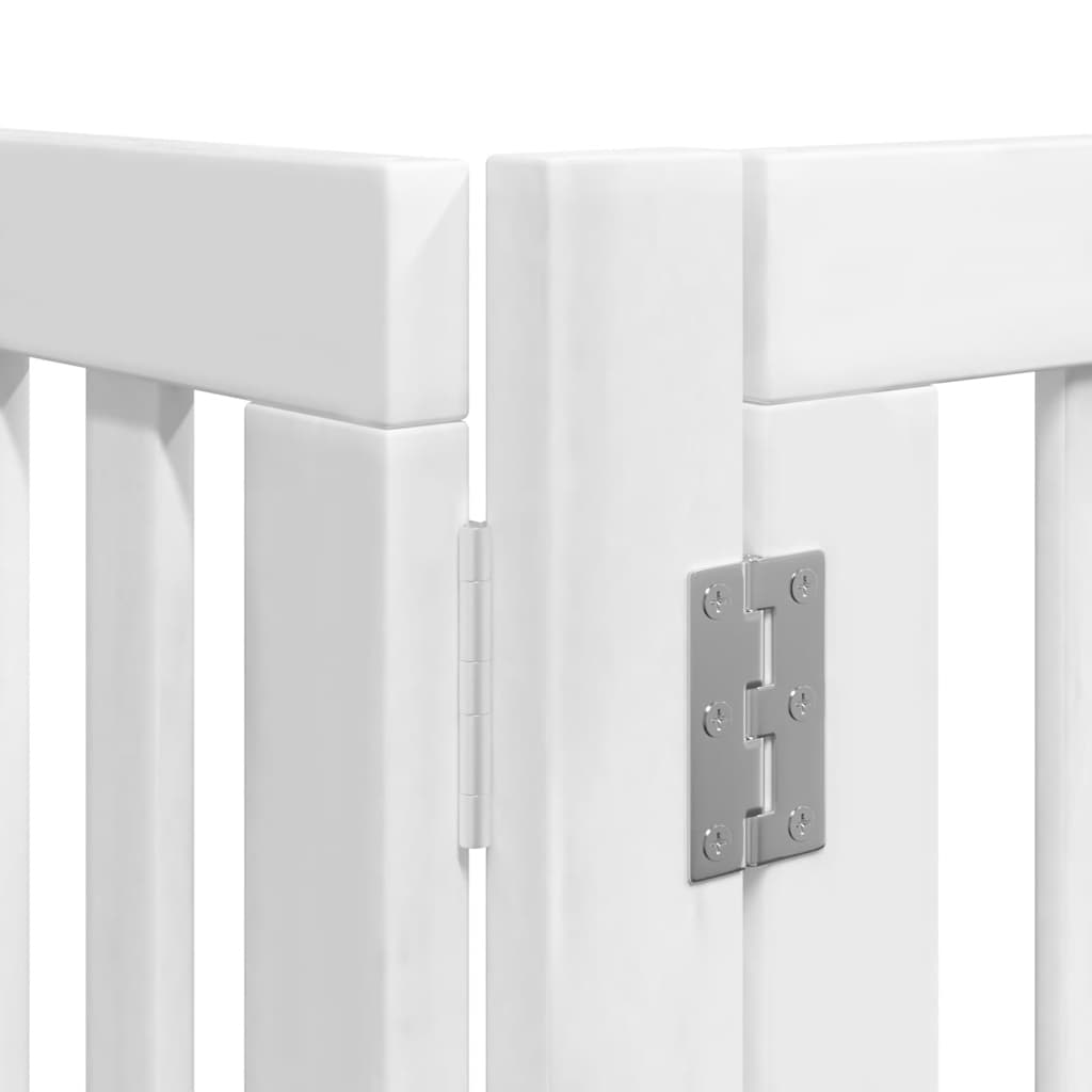 hundelåge med dør 6 paneler 480 cm foldbar poppeltræ hvid