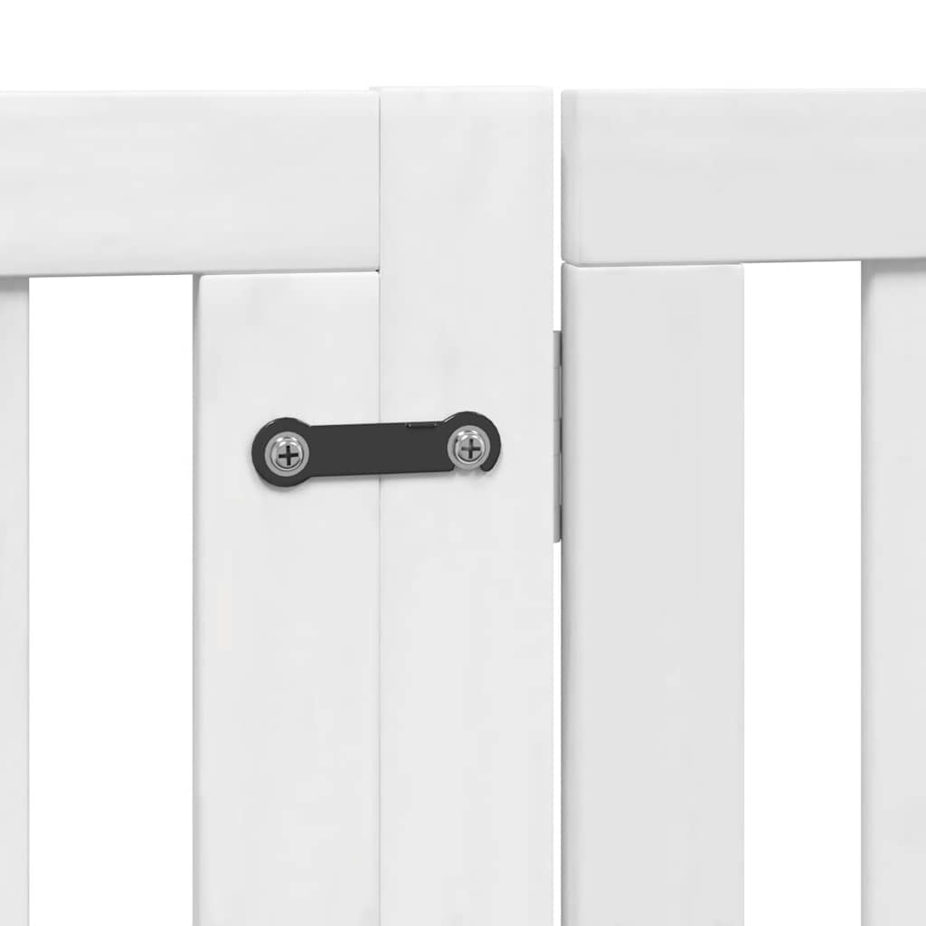 hundelåge med dør 8 paneler 640 cm foldbar poppeltræ hvid