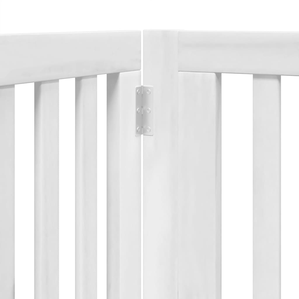 hundelåge med dør 8 paneler 640 cm foldbar poppeltræ hvid
