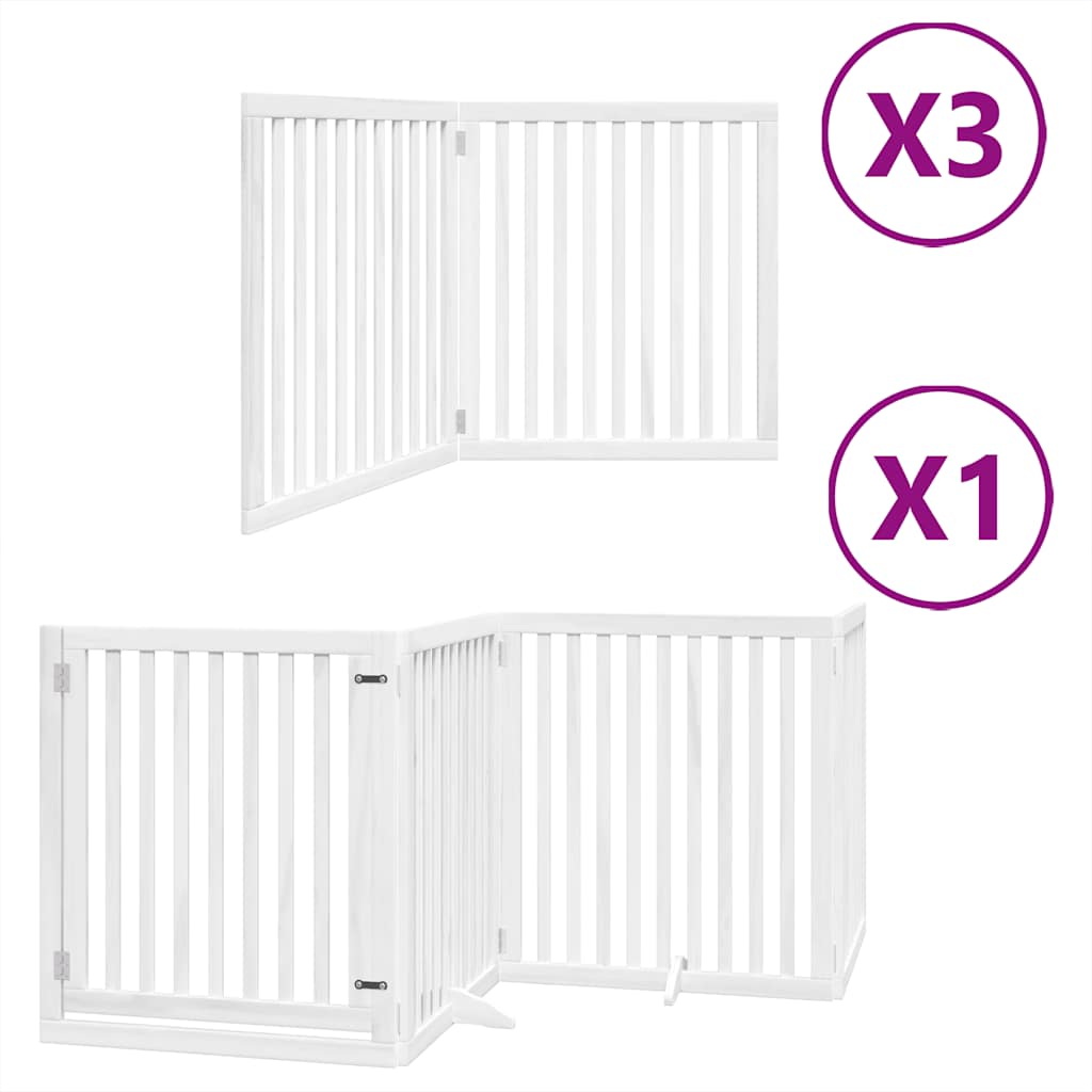 hundelåge med dør 10 paneler 800 cm foldbar poppeltræ hvid