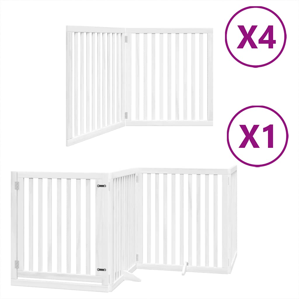 hundelåge med dør 12 paneler 960 cm foldbar poppeltræ hvid