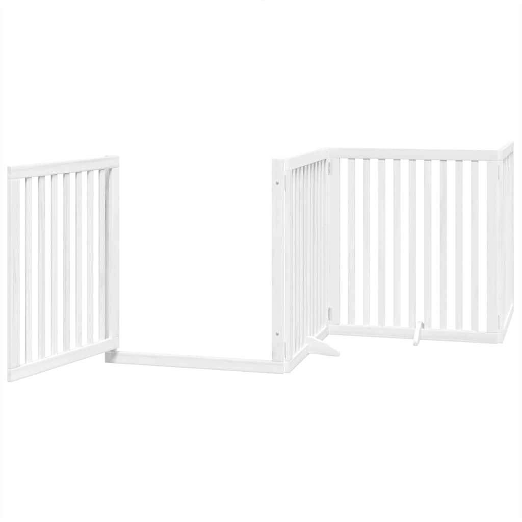 hundelåge med dør 12 paneler 960 cm foldbar poppeltræ hvid