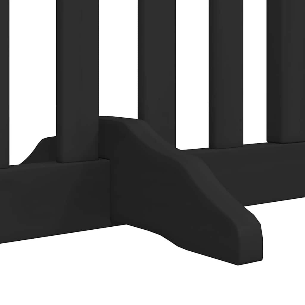 hundelåge med dør 8 paneler 640 cm foldbar poppeltræ sort