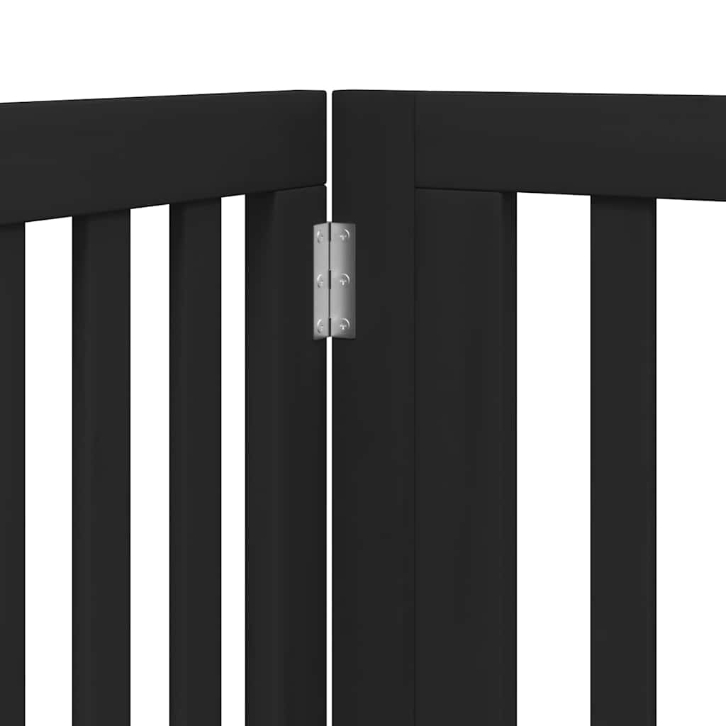 hundelåge med dør 8 paneler 640 cm foldbar poppeltræ sort