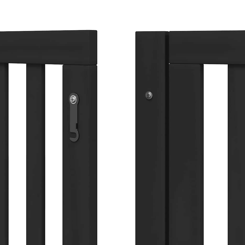 hundelåge med dør 12 paneler 960 cm foldbar poppeltræ sort