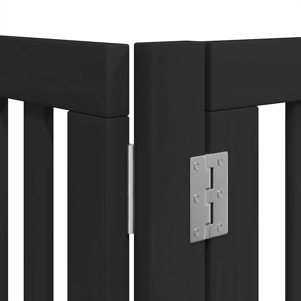 hundelåge med dør 6 paneler 480 cm foldbar poppeltræ sort