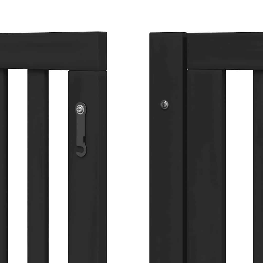 hundelåge med dør 10 paneler 800 cm foldbar poppeltræ sort