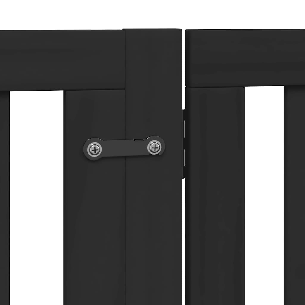 hundelåge med dør 12 paneler 960 cm foldbar poppeltræ sort