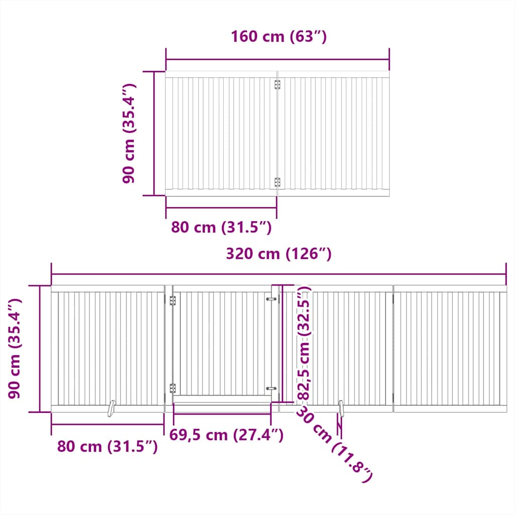 hundelåge med dør 12 paneler 960 cm foldbar poppeltræ sort