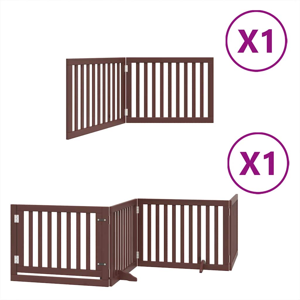 hundelåge med dør 6 paneler 480 cm foldbar poppeltræ brun
