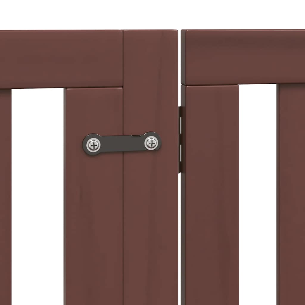 hundelåge med dør 6 paneler 480 cm foldbar poppeltræ brun