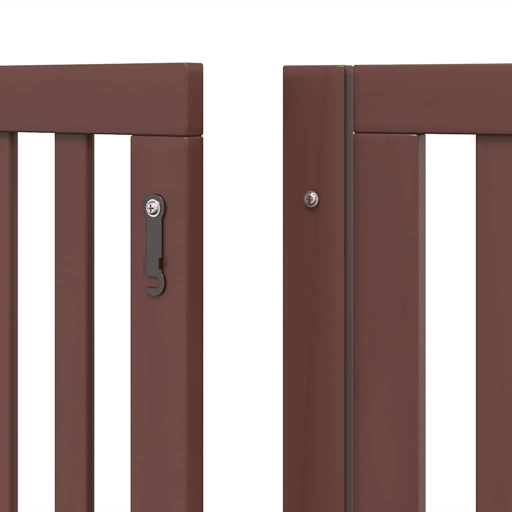 hundelåge med dør 6 paneler 480 cm foldbar poppeltræ brun
