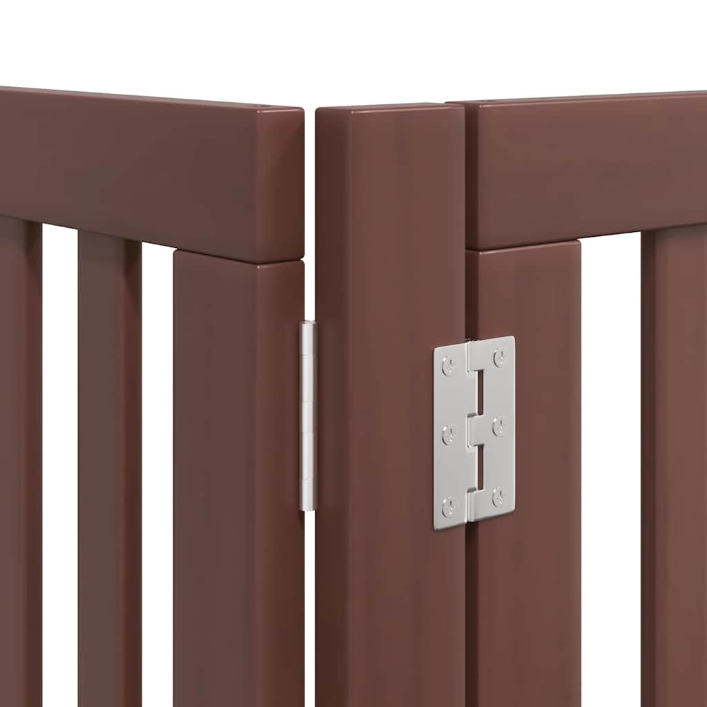 hundelåge med dør 6 paneler 480 cm foldbar poppeltræ brun