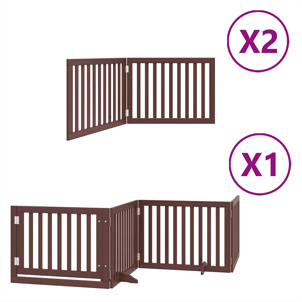 hundelåge med dør 8 paneler 640 cm foldbar poppeltræ brun