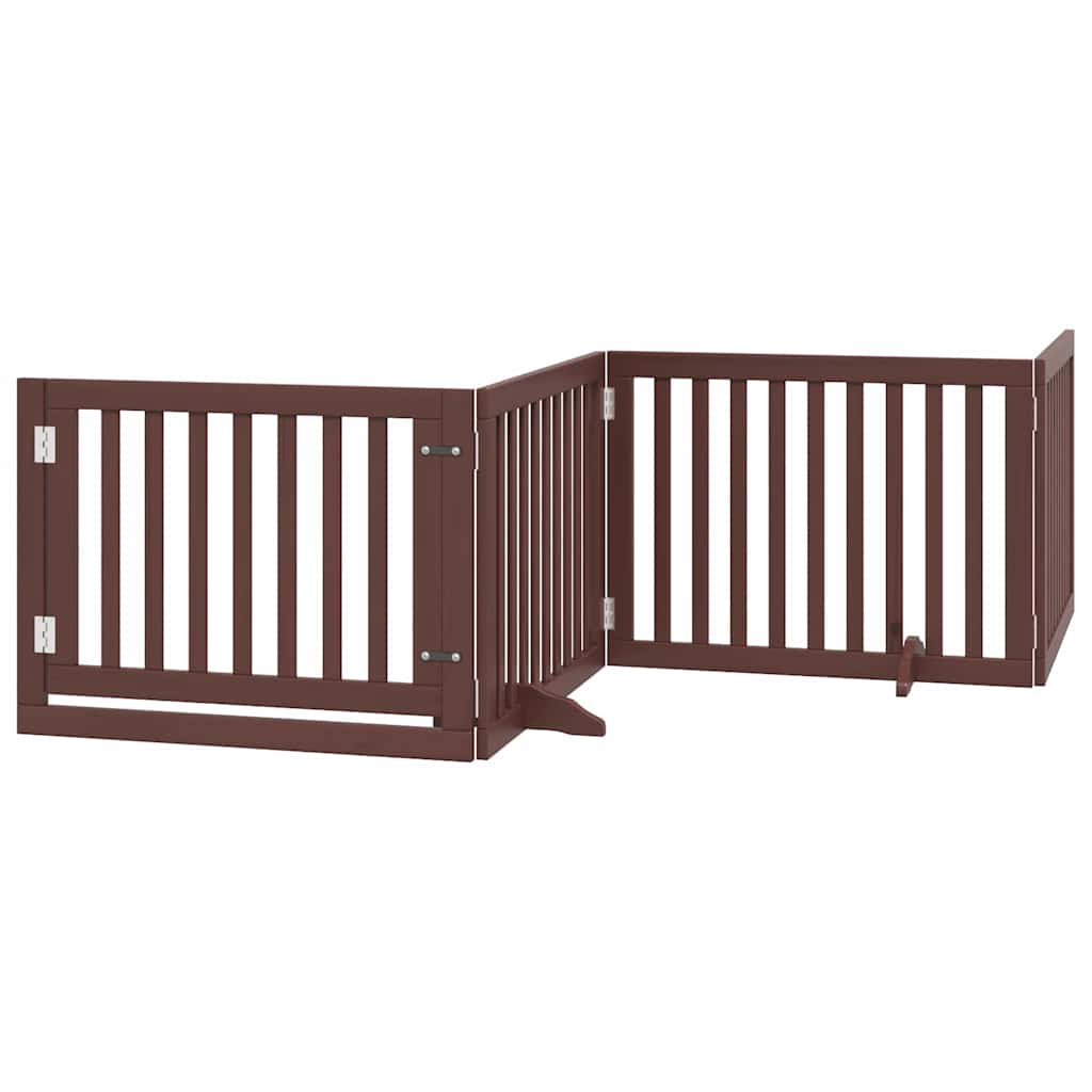 hundelåge med dør 8 paneler 640 cm foldbar poppeltræ brun