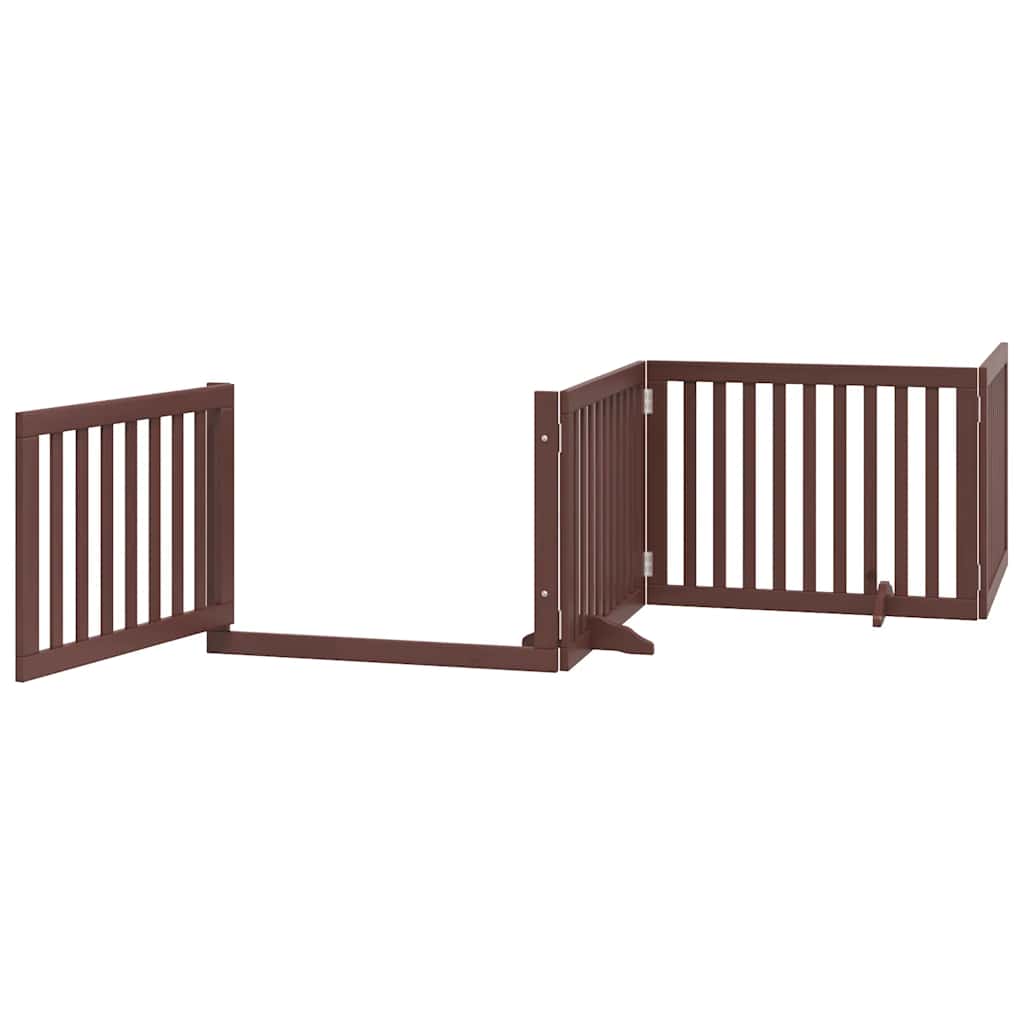 hundelåge med dør 8 paneler 640 cm foldbar poppeltræ brun