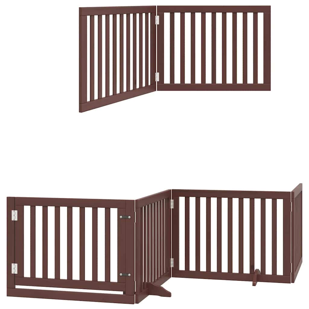 hundelåge med dør 10 paneler 800 cm foldbar poppeltræ brun