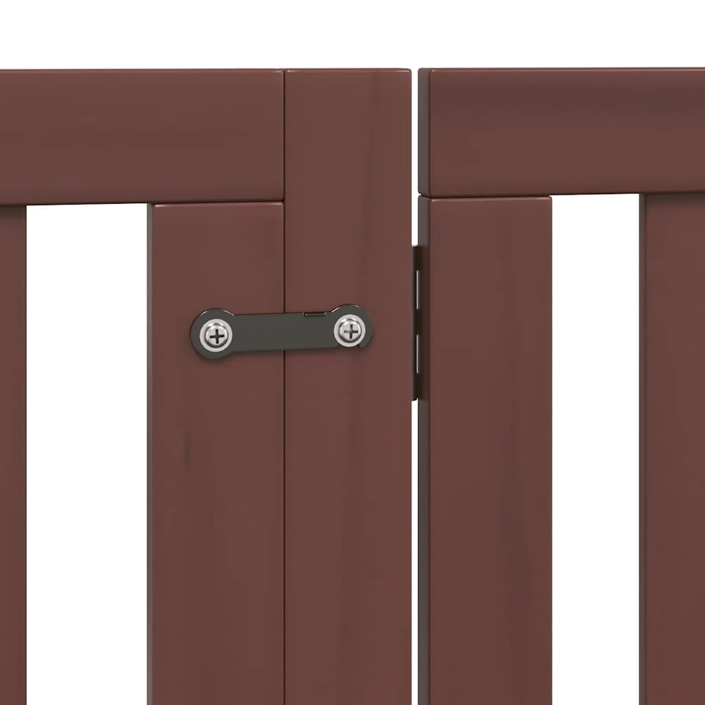 hundelåge med dør 12 paneler 960 cm foldbar poppeltræ brun