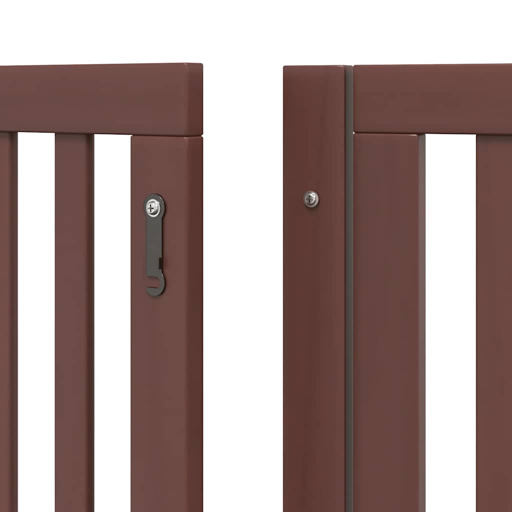 hundelåge med dør 12 paneler 960 cm foldbar poppeltræ brun
