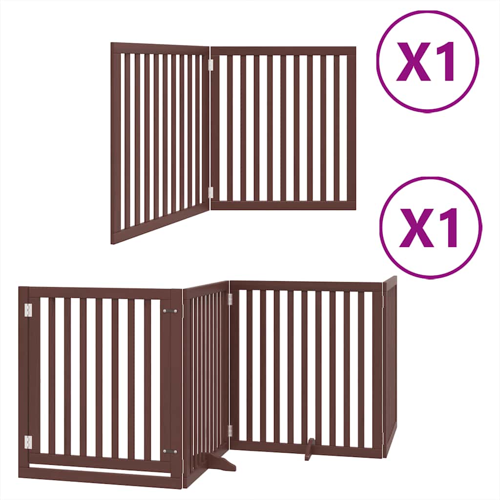 hundelåge med dør 6 paneler 480 cm foldbar poppeltræ brun