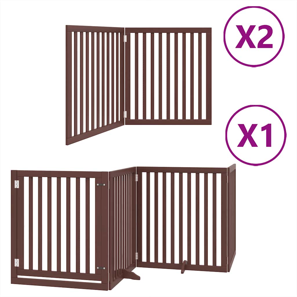 hundelåge med dør 8 paneler 640 cm foldbar poppeltræ brun
