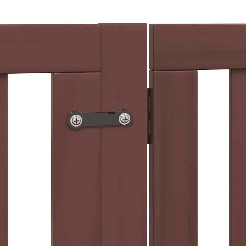 hundelåge med dør 8 paneler 640 cm foldbar poppeltræ brun