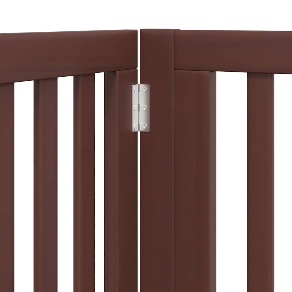 hundelåge med dør 8 paneler 640 cm foldbar poppeltræ brun