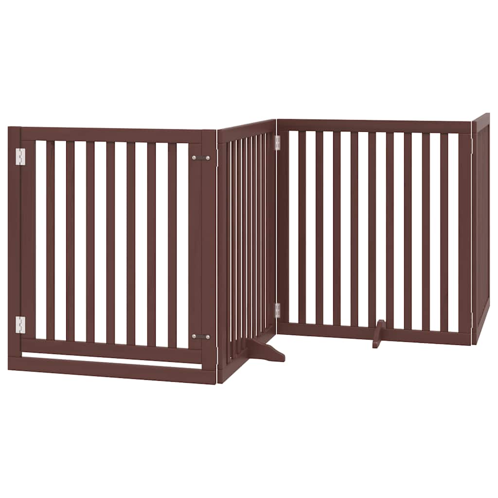 hundelåge med dør 12 paneler 960 cm foldbar poppeltræ brun
