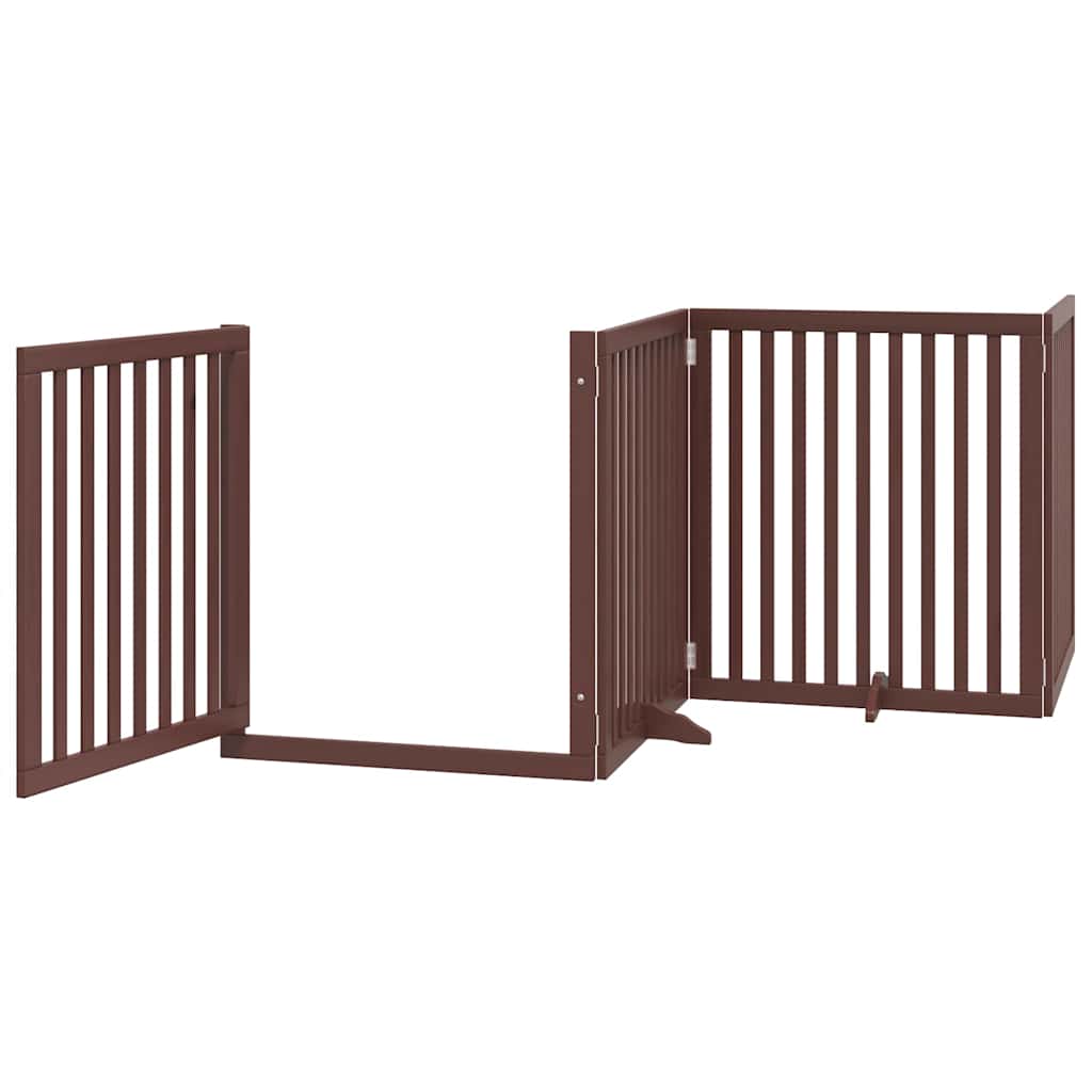hundelåge med dør 12 paneler 960 cm foldbar poppeltræ brun