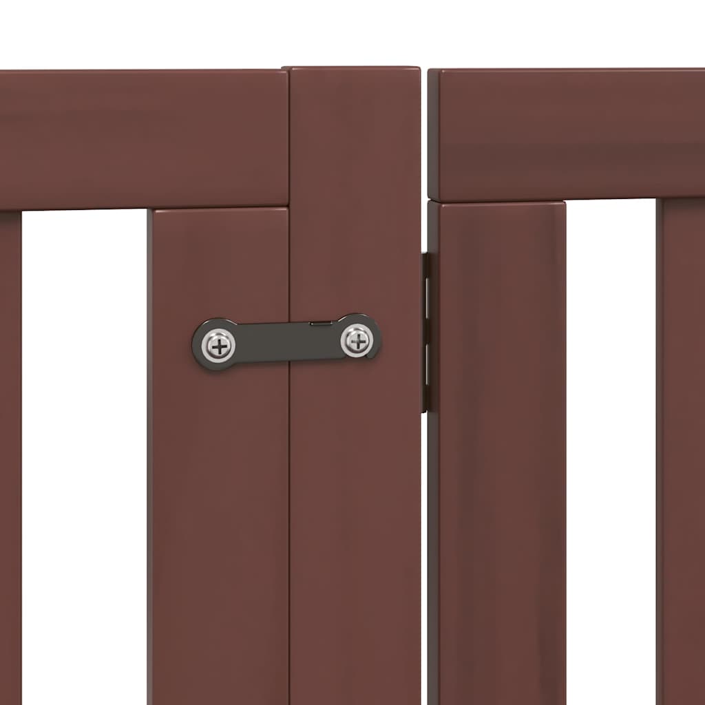 hundelåge med dør 12 paneler 960 cm foldbar poppeltræ brun