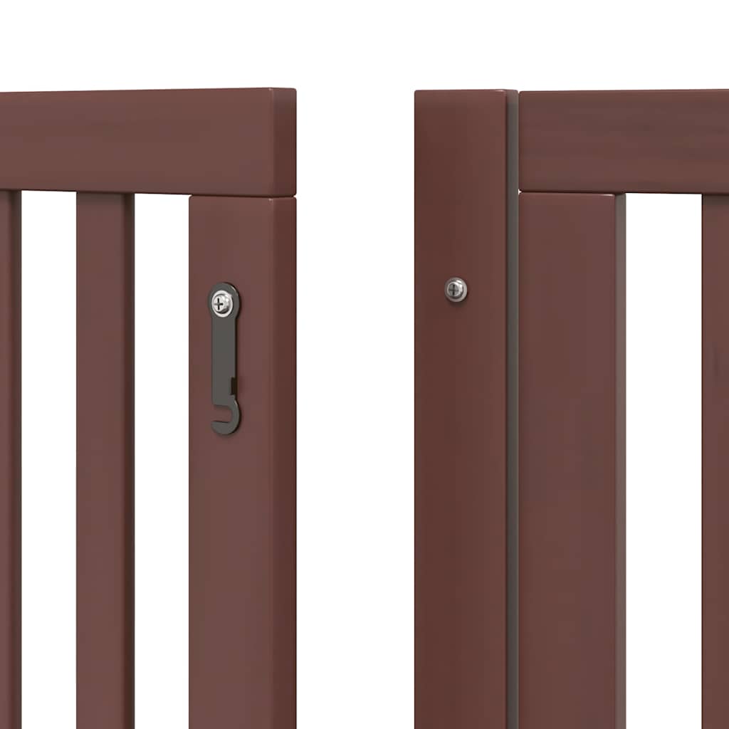 hundelåge med dør 12 paneler 960 cm foldbar poppeltræ brun