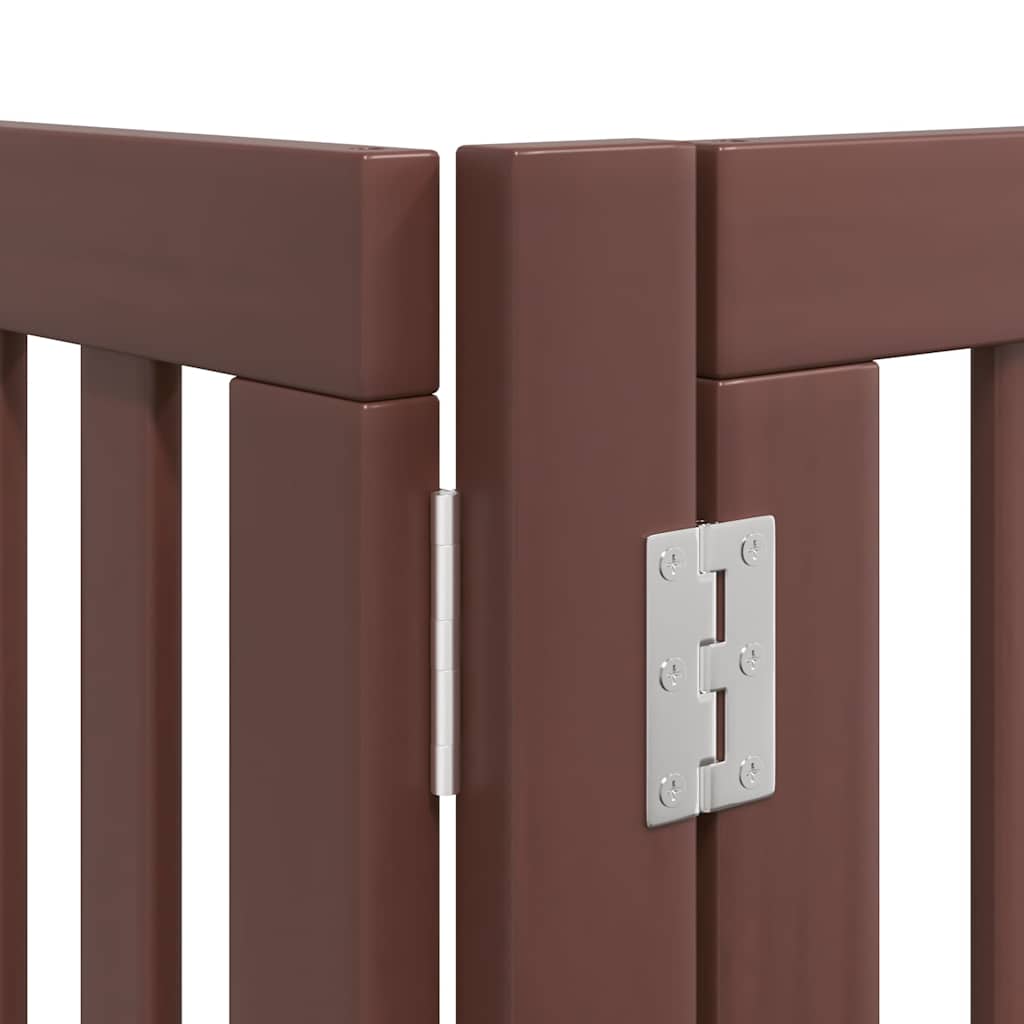 hundelåge med dør 12 paneler 960 cm foldbar poppeltræ brun