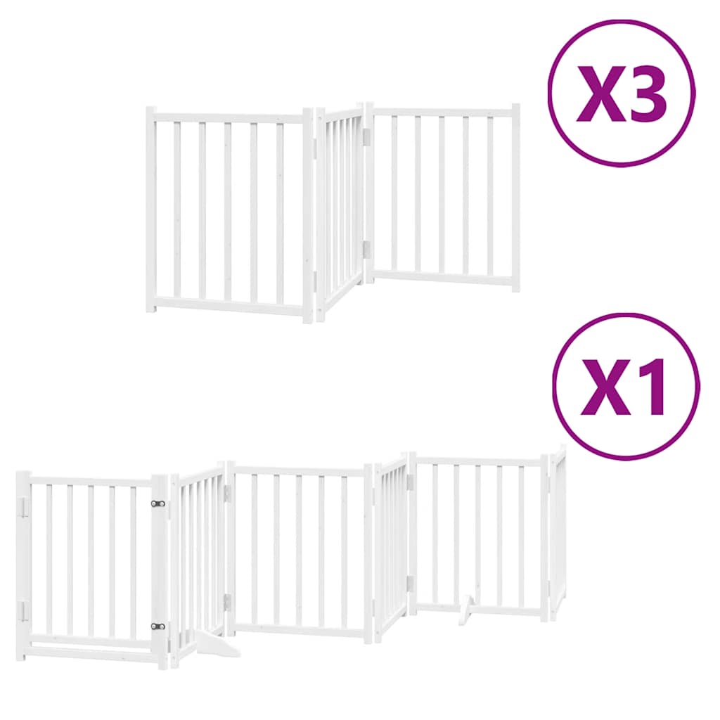 hundelåge med dør 15 paneler 750 cm foldbar poppeltræ hvid