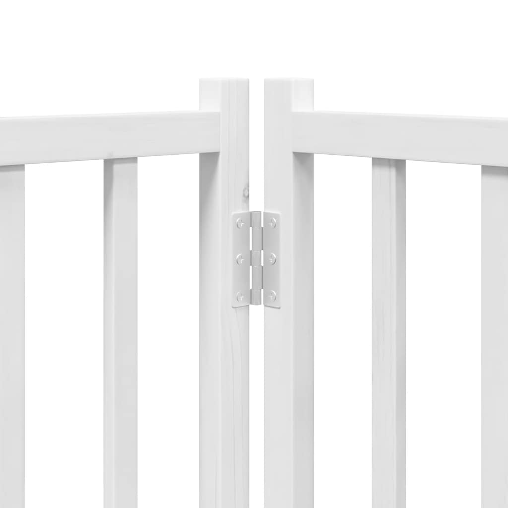 hundelåge med dør 9 paneler 450 cm foldbar poppeltræ hvid