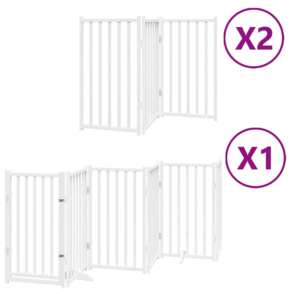 hundelåge med dør 12 paneler 600 cm foldbar poppeltræ hvid