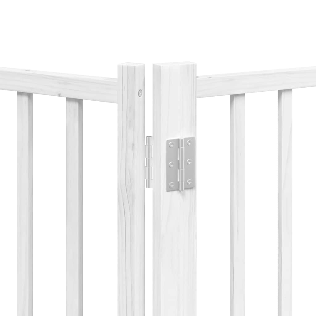 hundelåge med dør 12 paneler 600 cm foldbar poppeltræ hvid