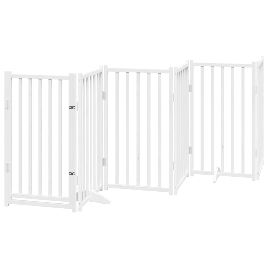 hundelåge med dør 15 paneler 750 cm foldbar poppeltræ hvid