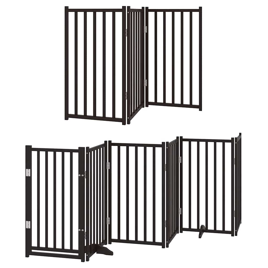 hundelåge med dør 9 paneler 450 cm foldbar poppeltræ sort